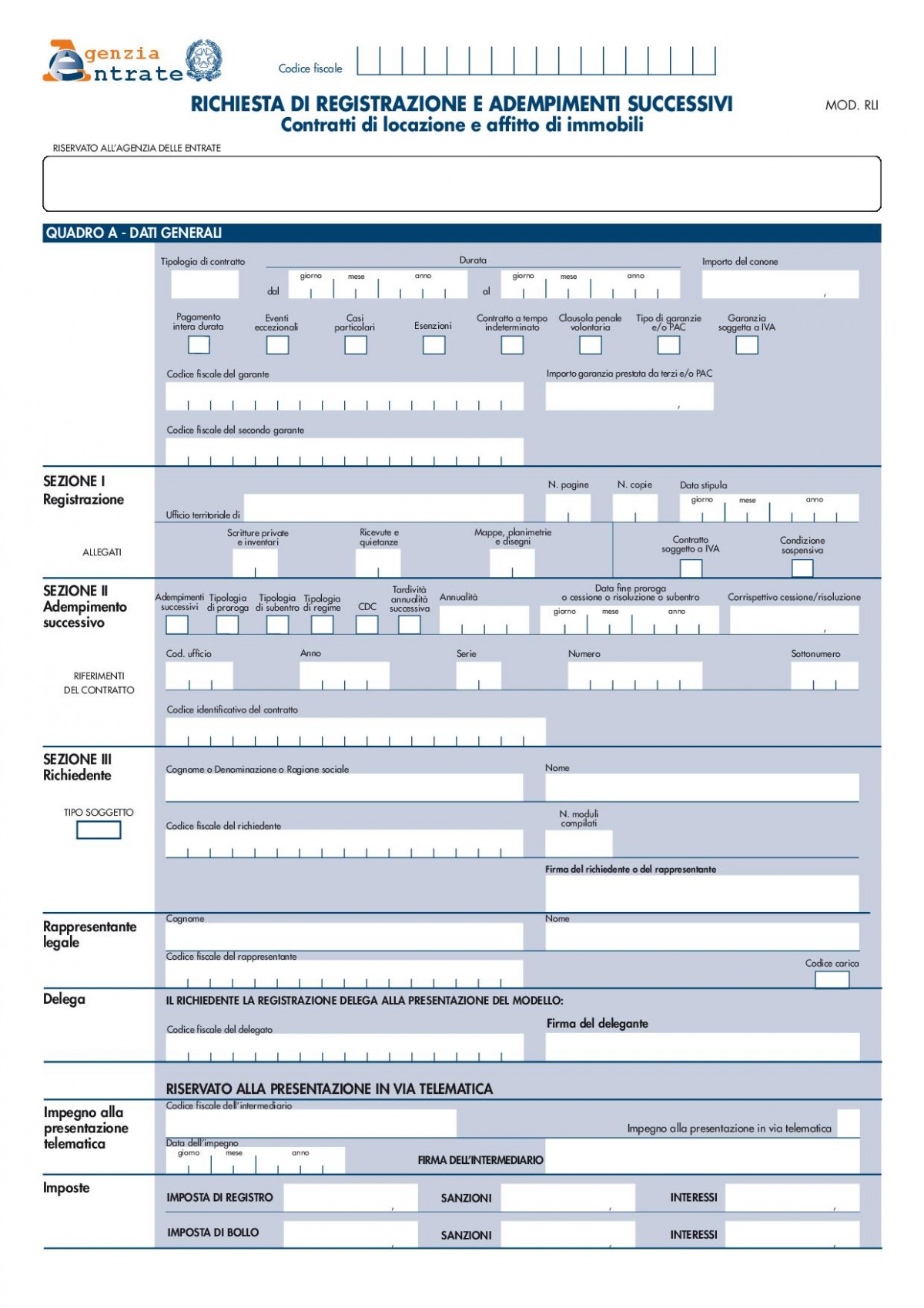 Nuovo Modello RLI 2019 - Registrazione E Adempimenti Locazioni